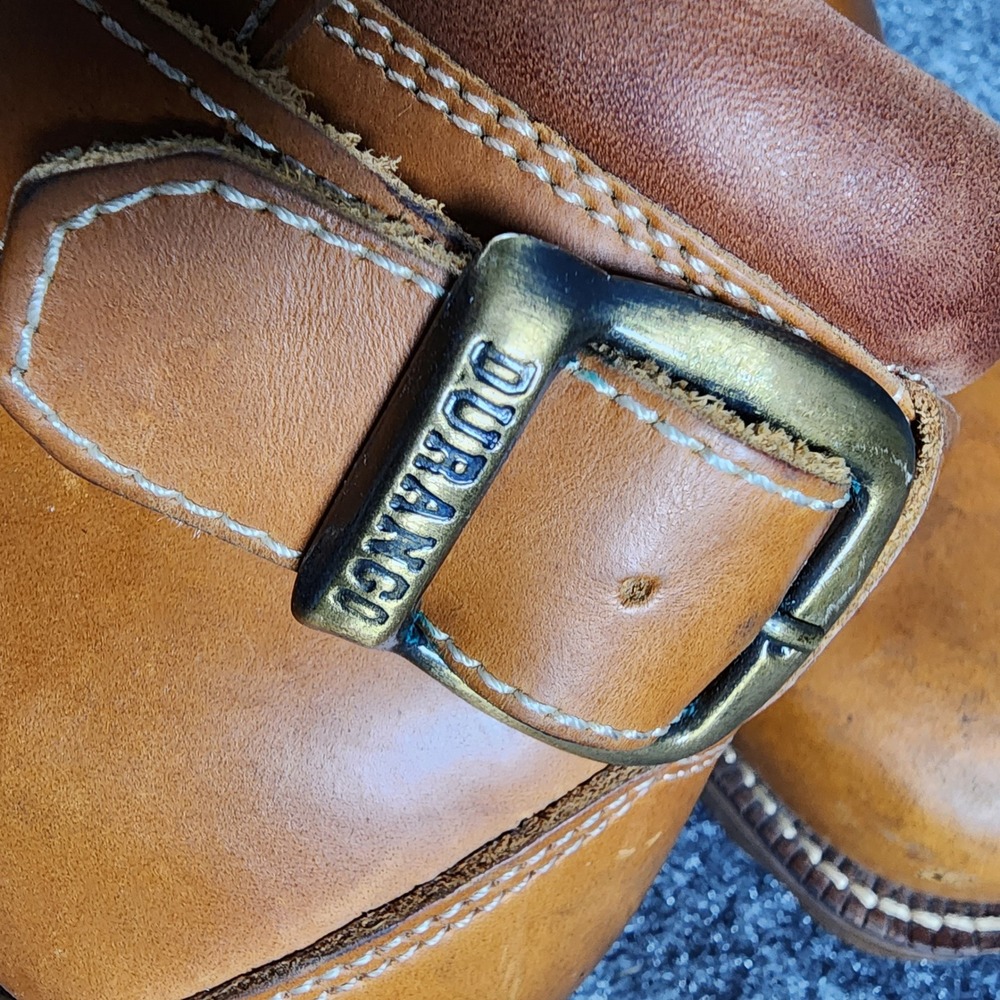 Durango Buckle Strap Leather Ankle Boots Mens 9.5 D Tan Lug Sole - Picture 5 of 10